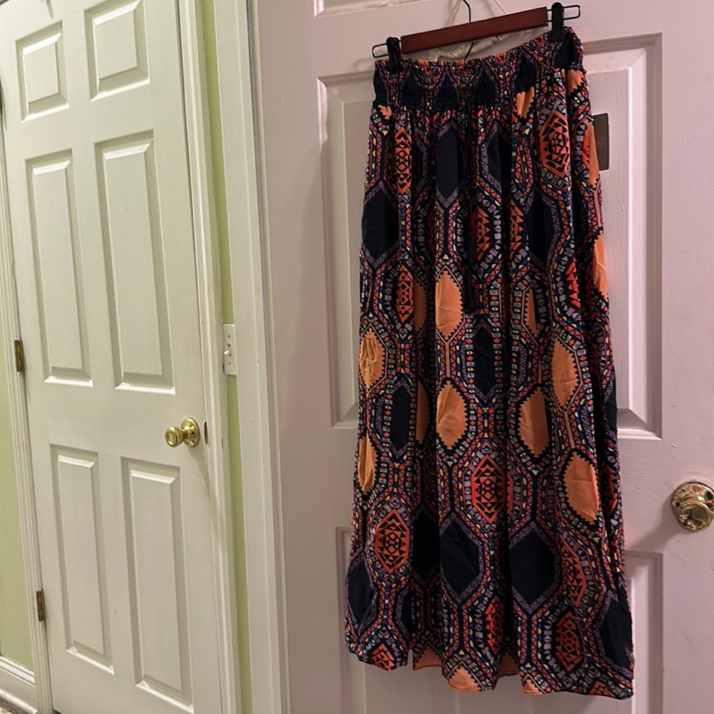 Anthropologie geometric print boho maxi summer skirt